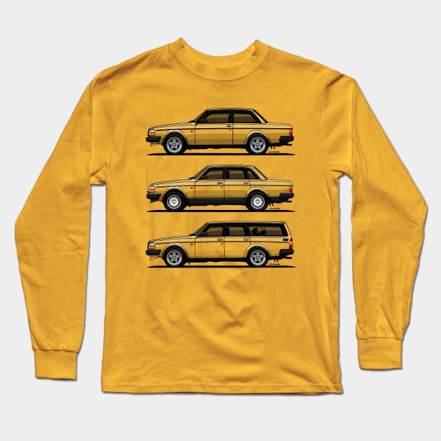Family portrait of the iconic swedish car Long Sleeve T-Shirt by jaagdesign